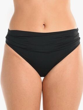La Blanca Island Goddess Black High-Waist Bikini Bottom, Size 10, MSRP $61